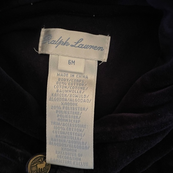 Ralph Lauren Navy Blue Velvet outfit/onesie - 6 months - Picture 4 of 5